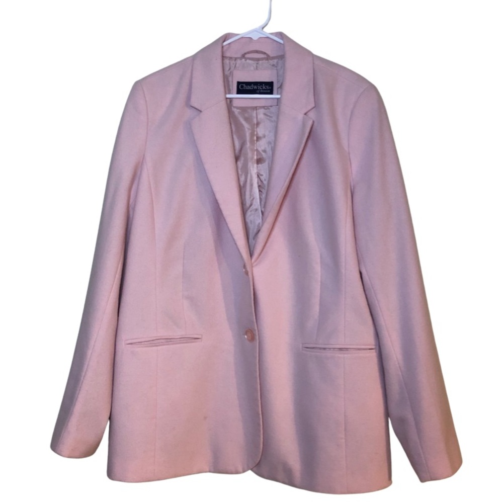 Vintage Chadwick’s of Boston Pink Wool Blend Blazer Double Button Blush Pink